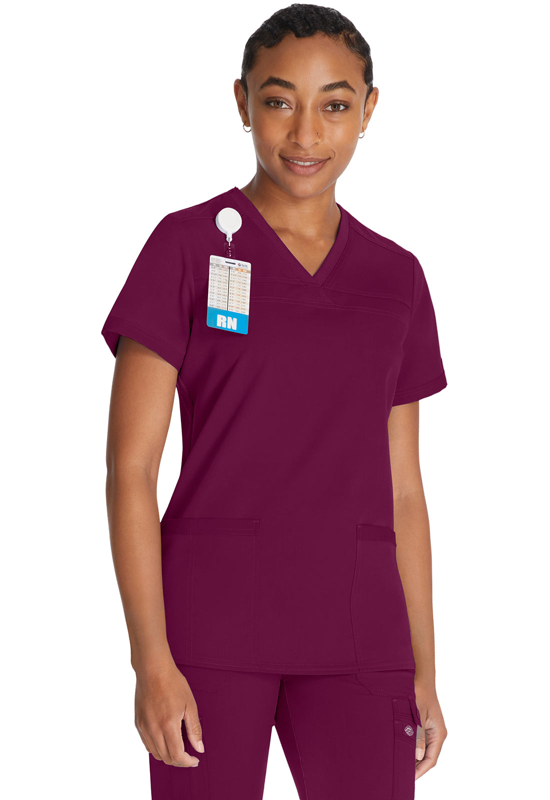 Top met V-hals en ribgebreide panelen dames met contemporary fit en stretchstof