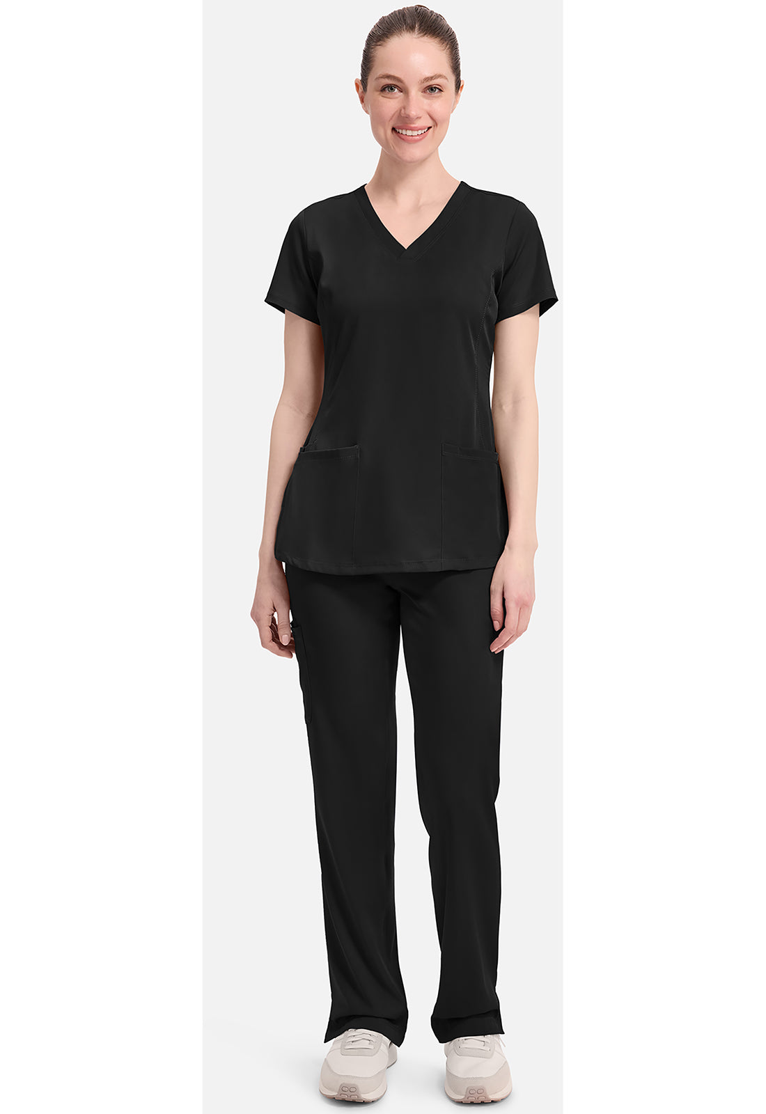 Monica Top dames met V-hals en moderne pasvorm met stretchmateriaal