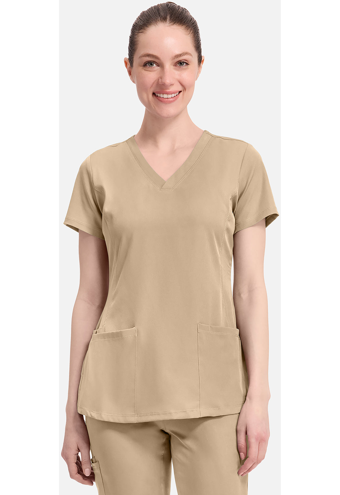 Monica Top dames met V-hals en moderne pasvorm met stretchmateriaal