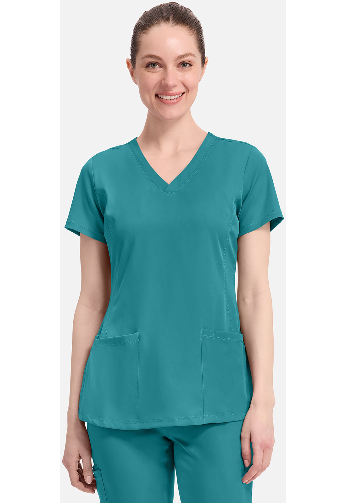 Monica Top dames met V-hals en moderne pasvorm met stretchmateriaal