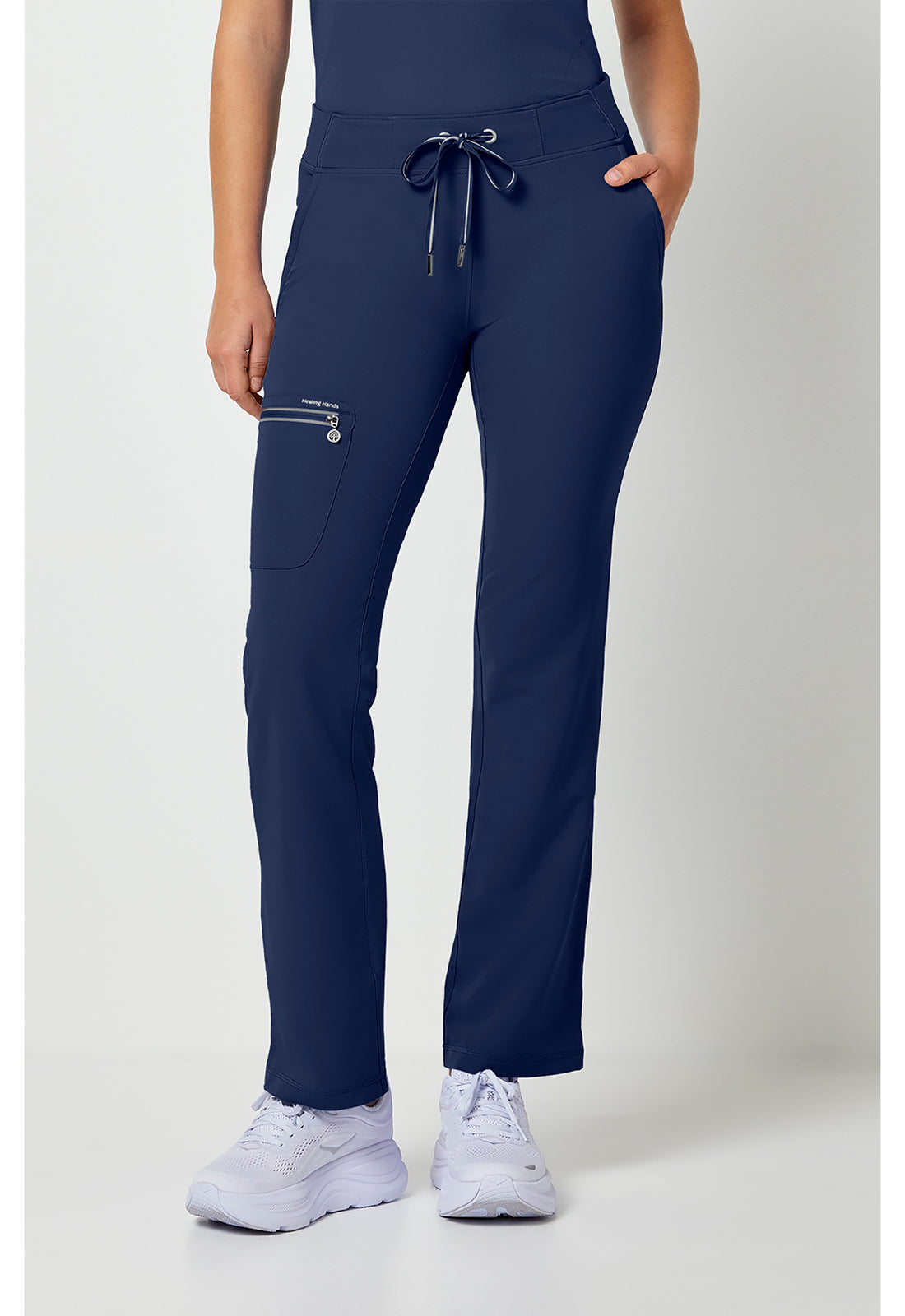 Nisha Pant met middelhoge taille en rechte pijpen met stretchmateriaal