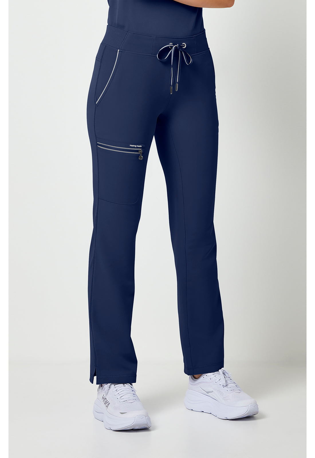 Nisha Pant met middelhoge taille en rechte pijpen met stretchmateriaal