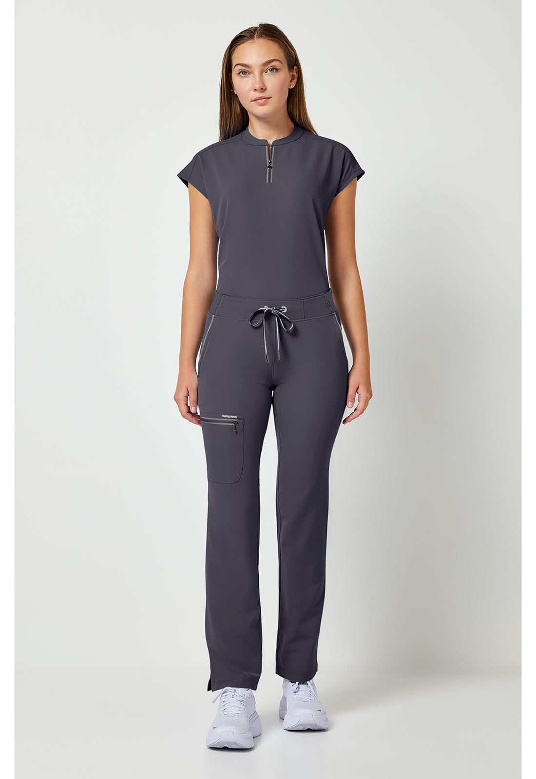Nisha Pant met middelhoge taille en rechte pijpen met stretchmateriaal