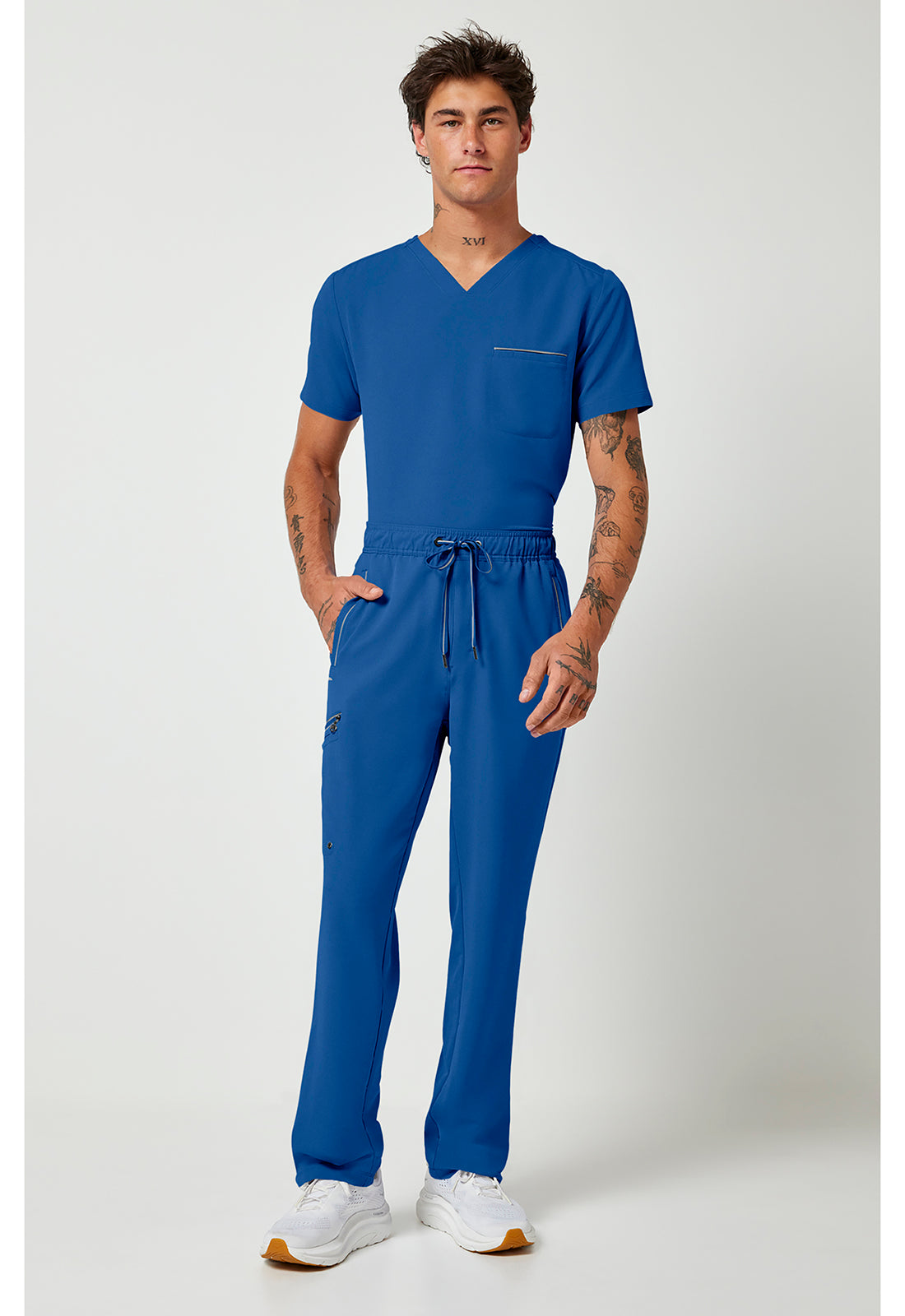 Noah-broek met middelhoge taille en rechte pijpen met stretchmateriaal