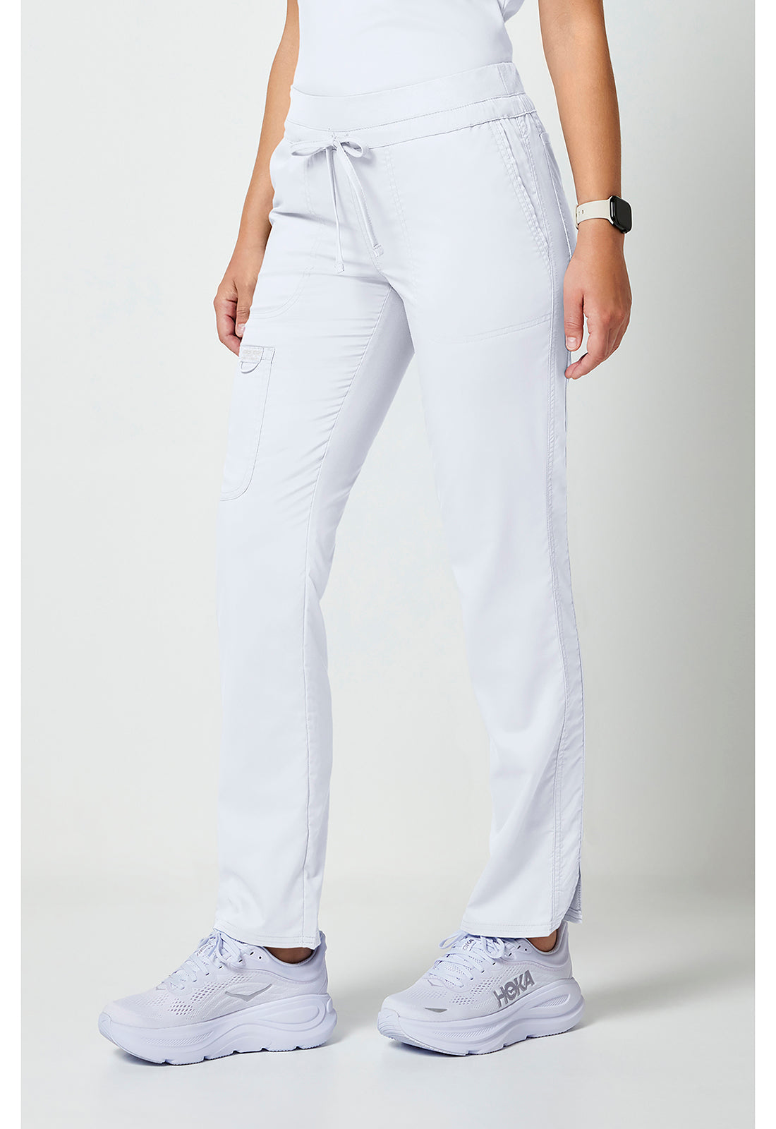 Trekkoordbroek met middelhoge taille en taps toelopende pijpen met elastische tailleband
