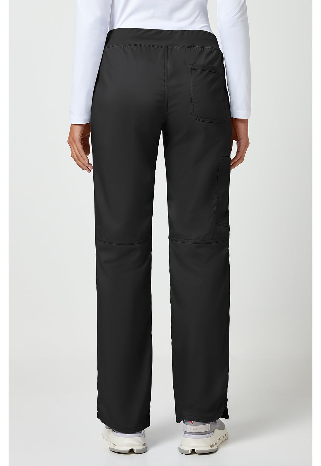 Pull-on broek met middelhoge taille en rechte pijpen met elastische tailleband en cargozak WWE110