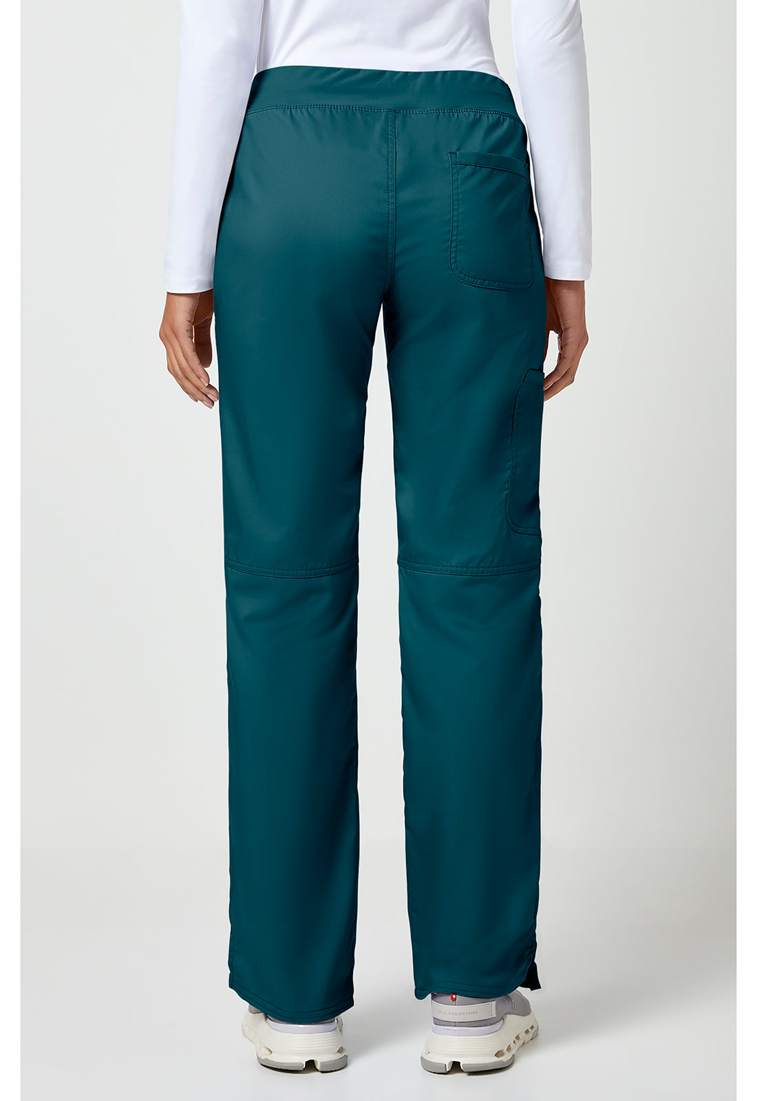 Pull-on broek met middelhoge taille en rechte pijpen met elastische tailleband en cargozak WWE110