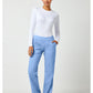 Pull-on broek met middelhoge taille en rechte pijpen met elastische tailleband en cargozak WWE110