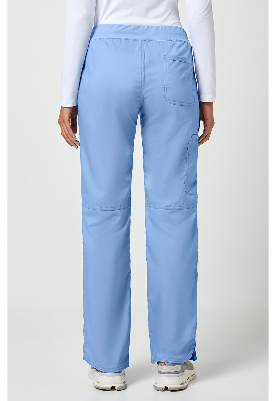 Pull-on broek met middelhoge taille en rechte pijpen met elastische tailleband en cargozak WWE110