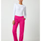 Pull-on broek met middelhoge taille en rechte pijpen met elastische tailleband en cargozak WWE110