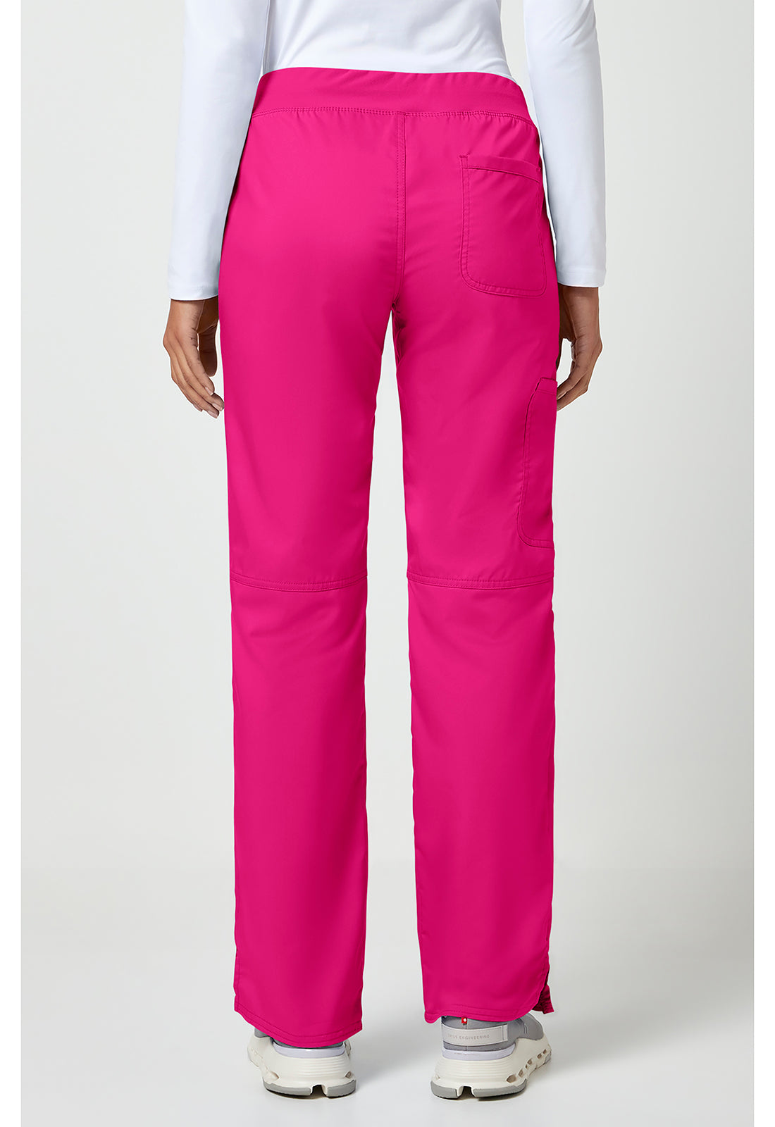 Pull-on broek met middelhoge taille en rechte pijpen met elastische tailleband en cargozak WWE110