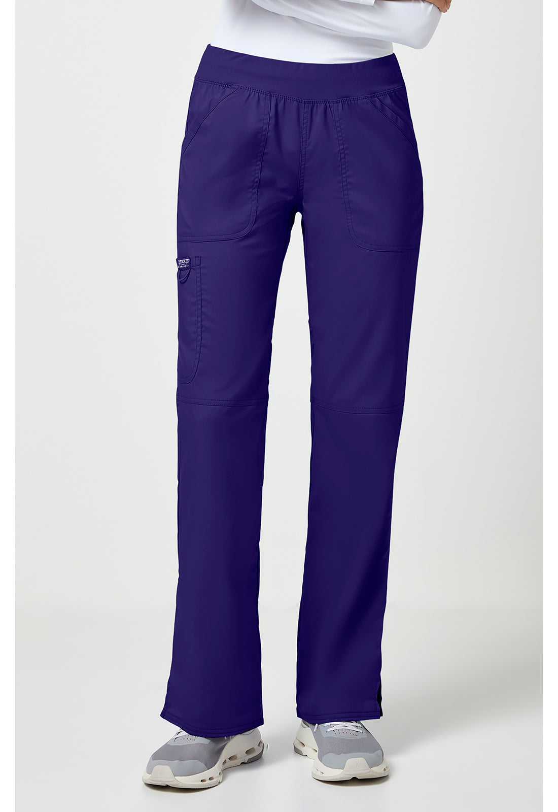Pull-on broek met middelhoge taille en rechte pijpen met elastische tailleband en cargozak WWE110