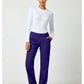 Pull-on broek met middelhoge taille en rechte pijpen met elastische tailleband en cargozak WWE110