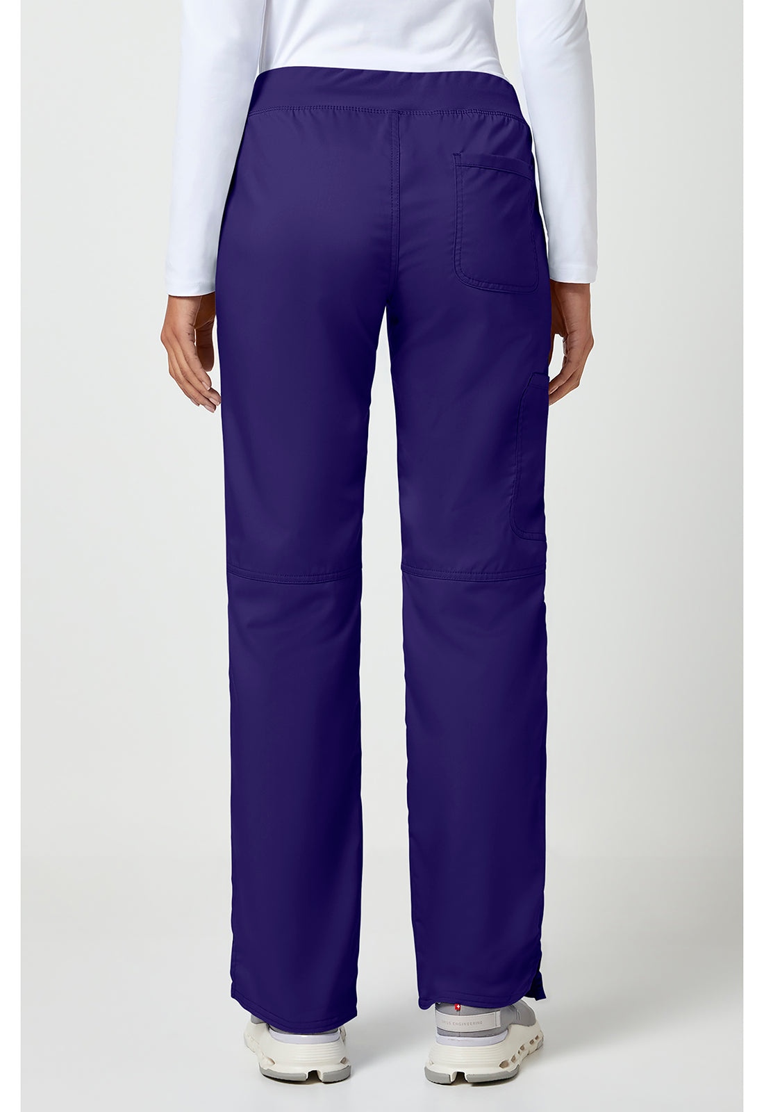 Pull-on broek met middelhoge taille en rechte pijpen met elastische tailleband en cargozak WWE110
