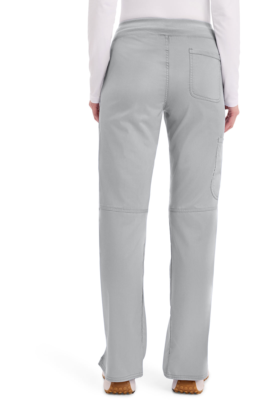 Pull-on broek met middelhoge taille en rechte pijpen met elastische tailleband en cargozak WWE110