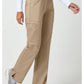 Pull-on broek met middelhoge taille en rechte pijpen met elastische tailleband en cargozak WWE110
