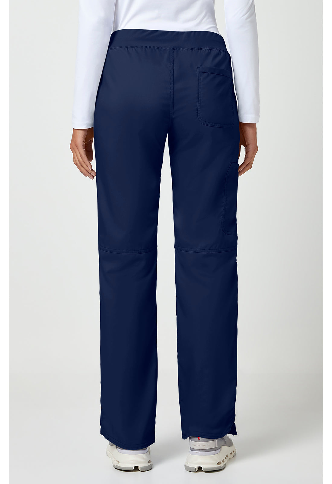 Pull-on broek met middelhoge taille en rechte pijpen met elastische tailleband en cargozak WWE110