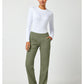 Pull-on broek met middelhoge taille en rechte pijpen met elastische tailleband en cargozak WWE110
