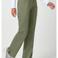 Pull-on broek met middelhoge taille en rechte pijpen met elastische tailleband en cargozak WWE110