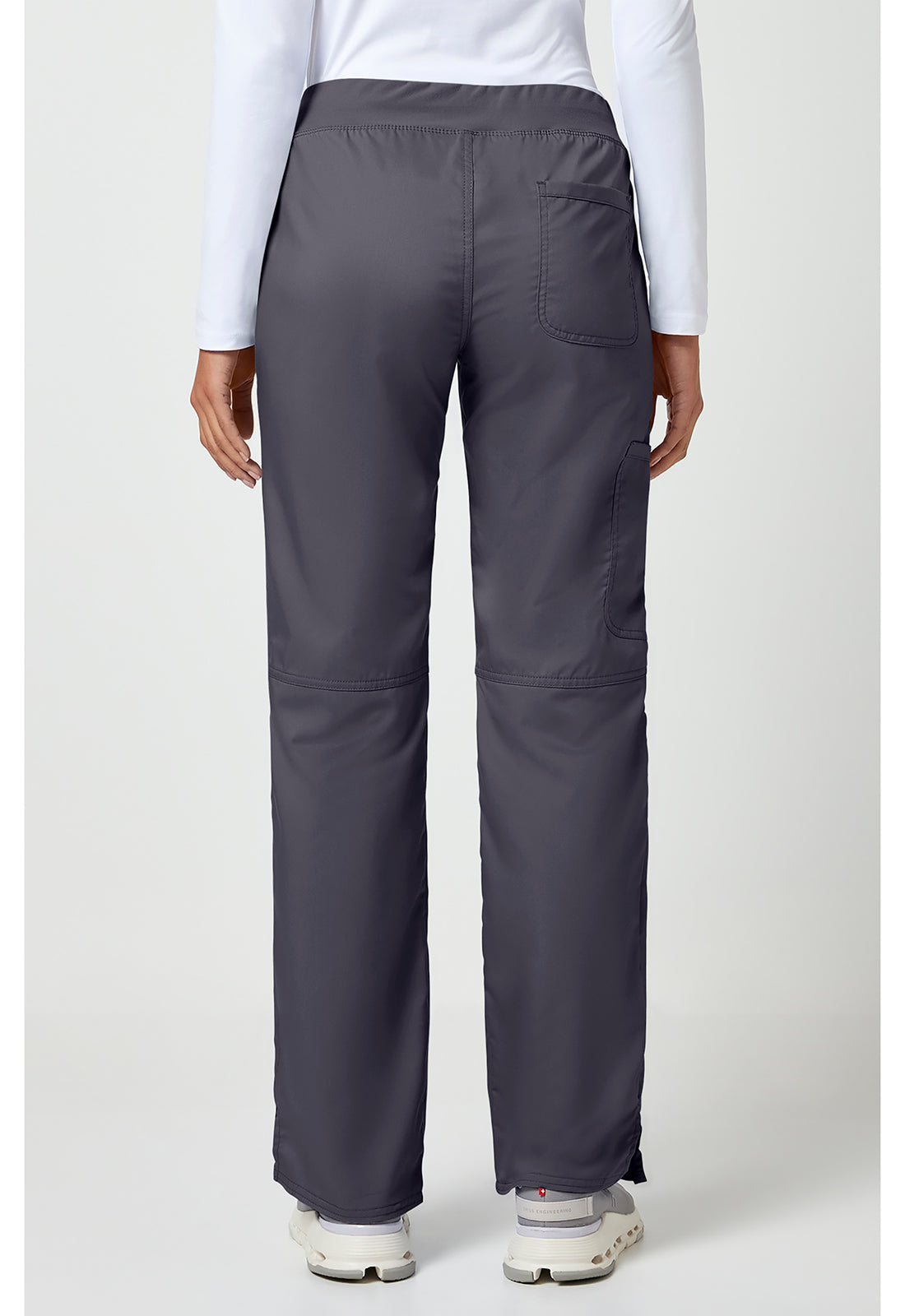 Pull-on broek met middelhoge taille en rechte pijpen met elastische tailleband en cargozak WWE110