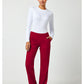 Pull-on broek met middelhoge taille en rechte pijpen met elastische tailleband en cargozak WWE110