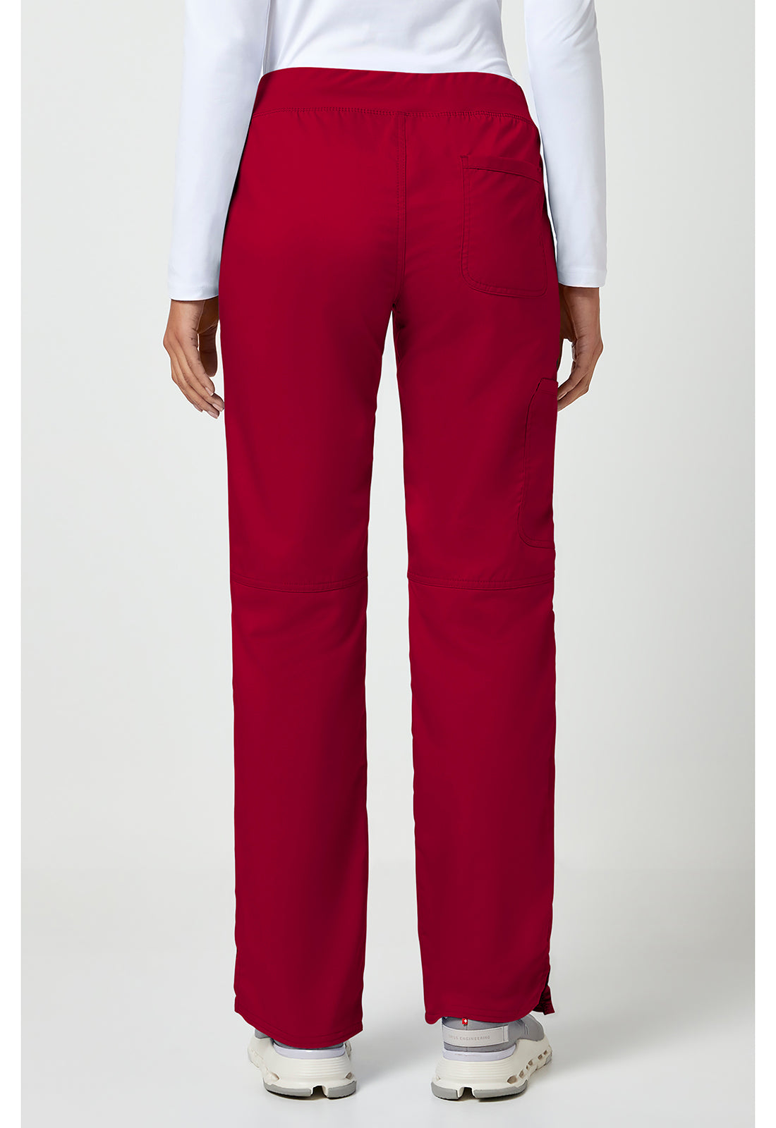 Pull-on broek met middelhoge taille en rechte pijpen met elastische tailleband en cargozak WWE110