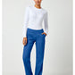 Pull-on broek met middelhoge taille en rechte pijpen met elastische tailleband en cargozak WWE110