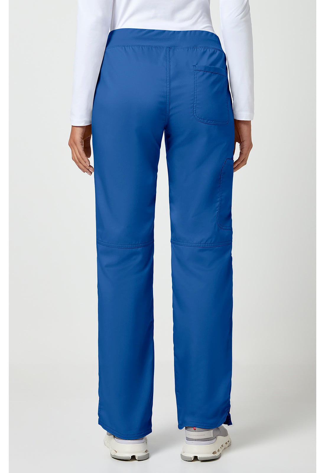 Pull-on broek met middelhoge taille en rechte pijpen met elastische tailleband en cargozak WWE110