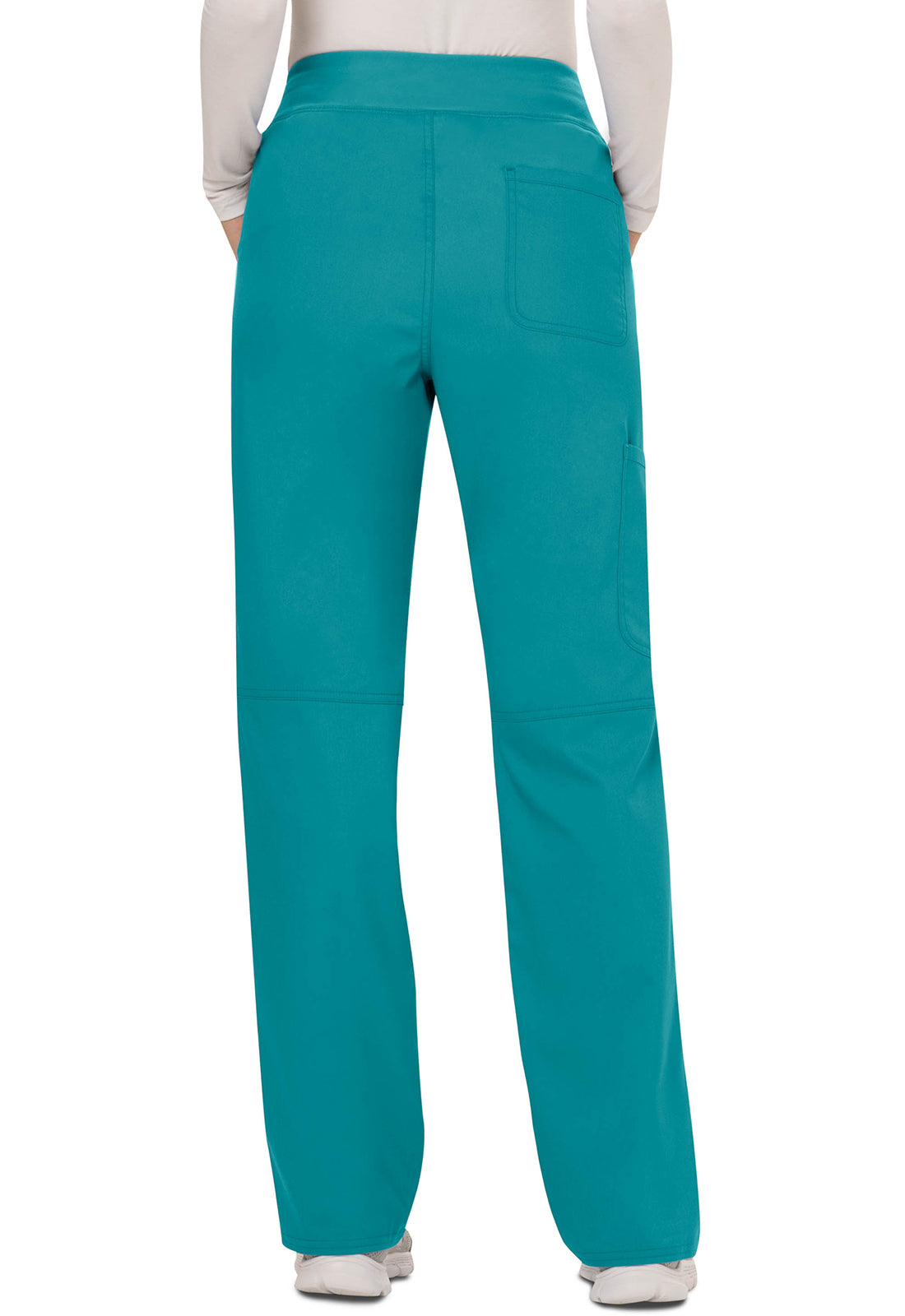 Pull-on broek met middelhoge taille en rechte pijpen met elastische tailleband en cargozak WWE110