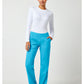 Pull-on broek met middelhoge taille en rechte pijpen met elastische tailleband en cargozak WWE110