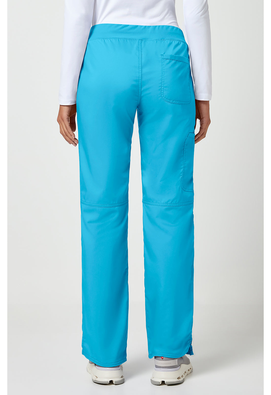 Pull-on broek met middelhoge taille en rechte pijpen met elastische tailleband en cargozak WWE110