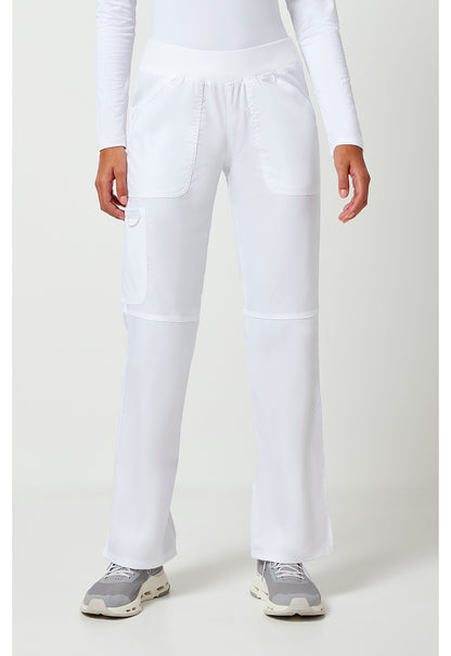Pull-on broek met middelhoge taille en rechte pijpen met elastische tailleband en cargozak