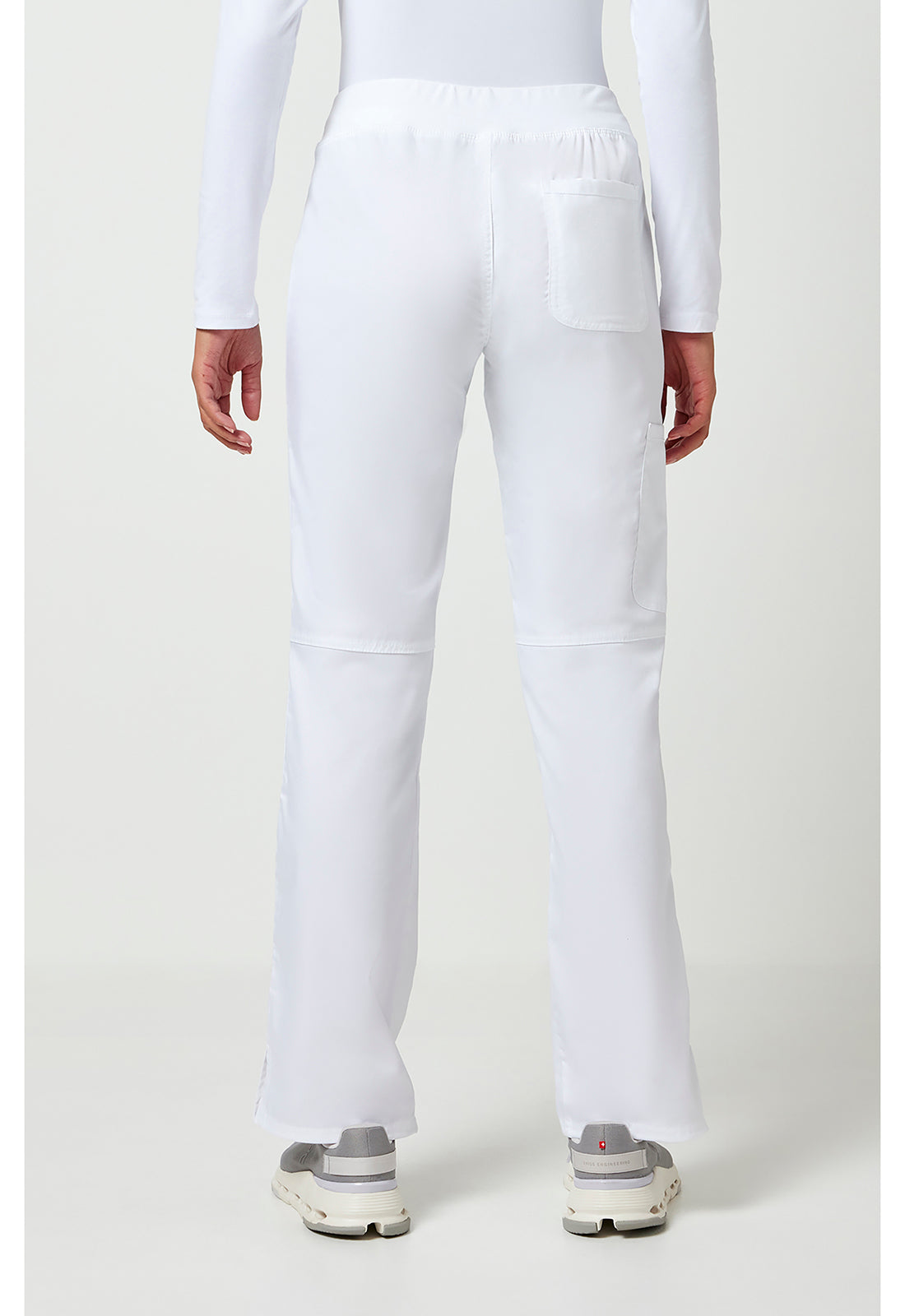 Pull-on broek met middelhoge taille en rechte pijpen met elastische tailleband en cargozak WWE110