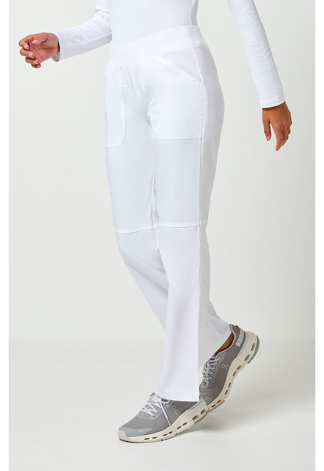 Pull-on broek met middelhoge taille en rechte pijpen met elastische tailleband en cargozak WWE110