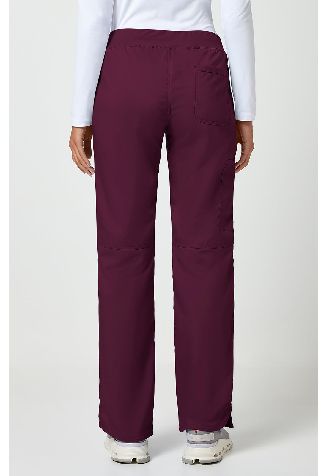 Pull-on broek met middelhoge taille en rechte pijpen met elastische tailleband en cargozak WWE110