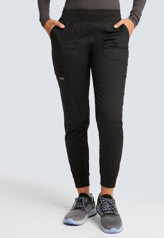 Halfhoge joggingbroek met taps toelopende pijpen en gebreide tailleband WWE115