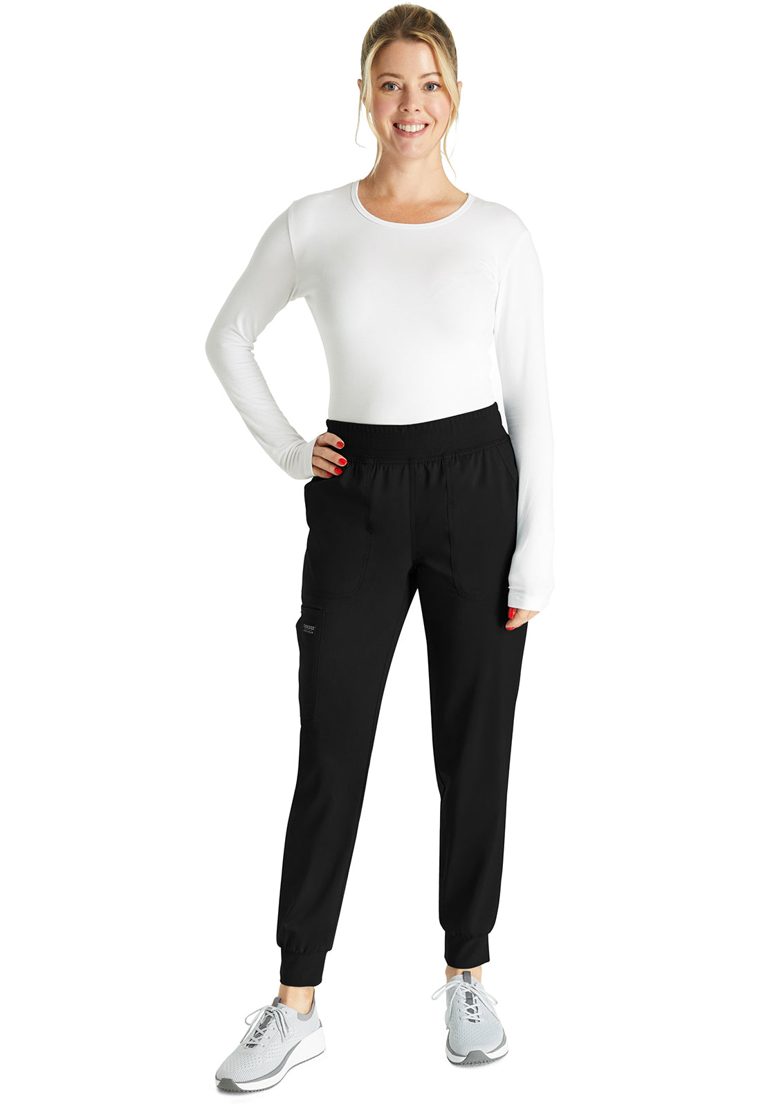 Halfhoge joggingbroek met taps toelopende pijpen en gebreide tailleband WWE115