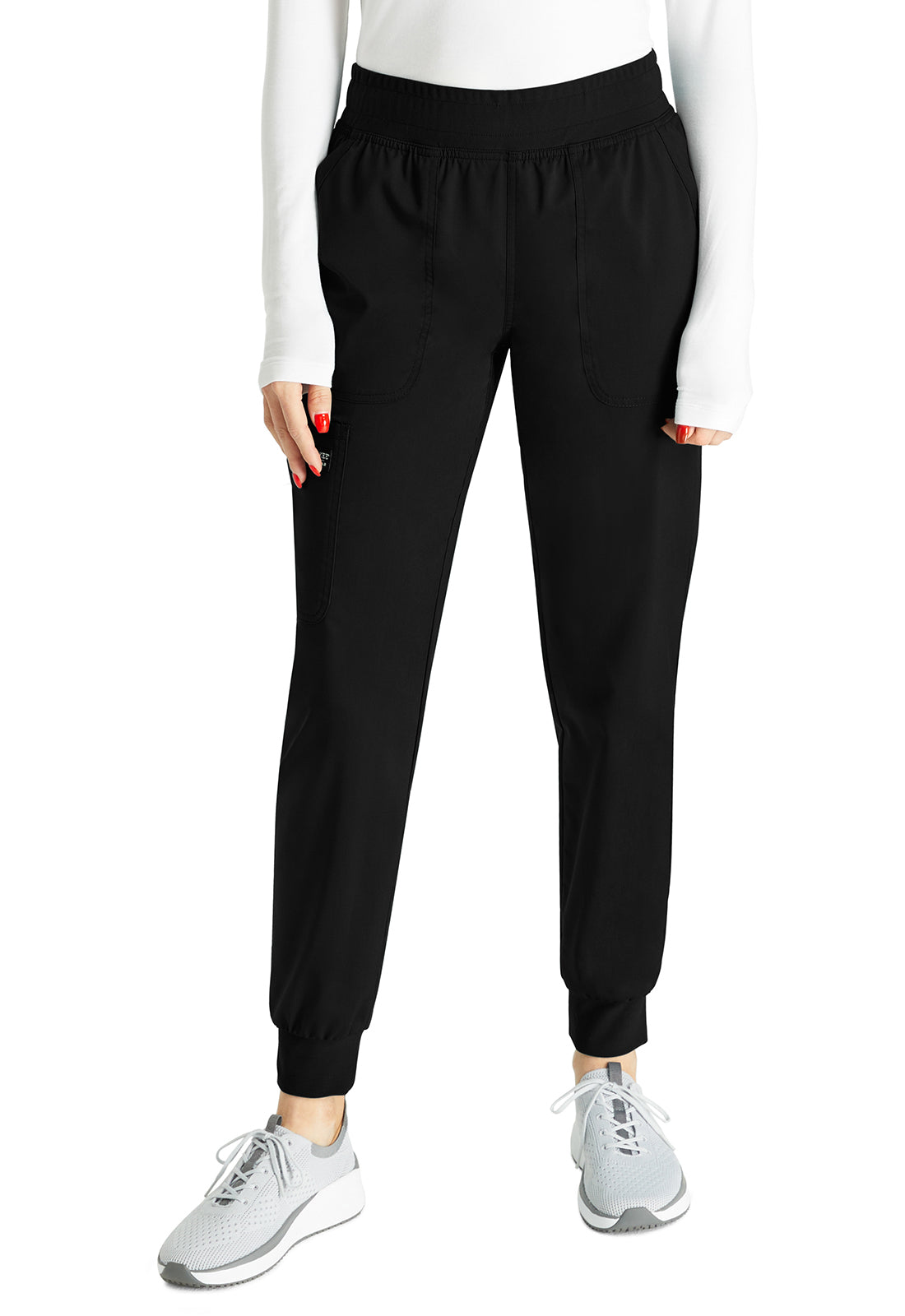 Halfhoge joggingbroek met taps toelopende pijpen en gebreide tailleband WWE115