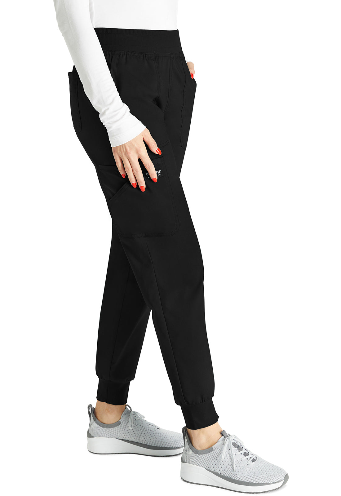 Halfhoge joggingbroek met taps toelopende pijpen en gebreide tailleband WWE115