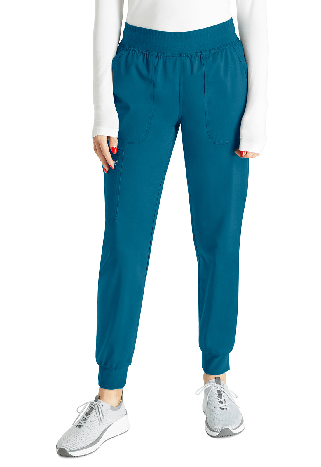 Halfhoge joggingbroek met taps toelopende pijpen en gebreide tailleband WWE115