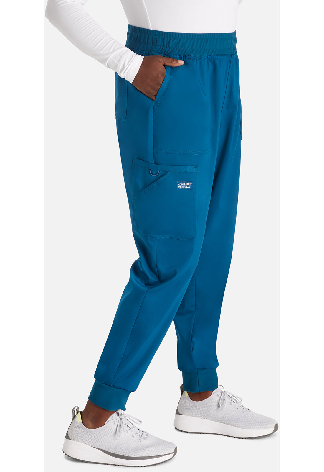 Halfhoge joggingbroek met taps toelopende pijpen en gebreide tailleband WWE115