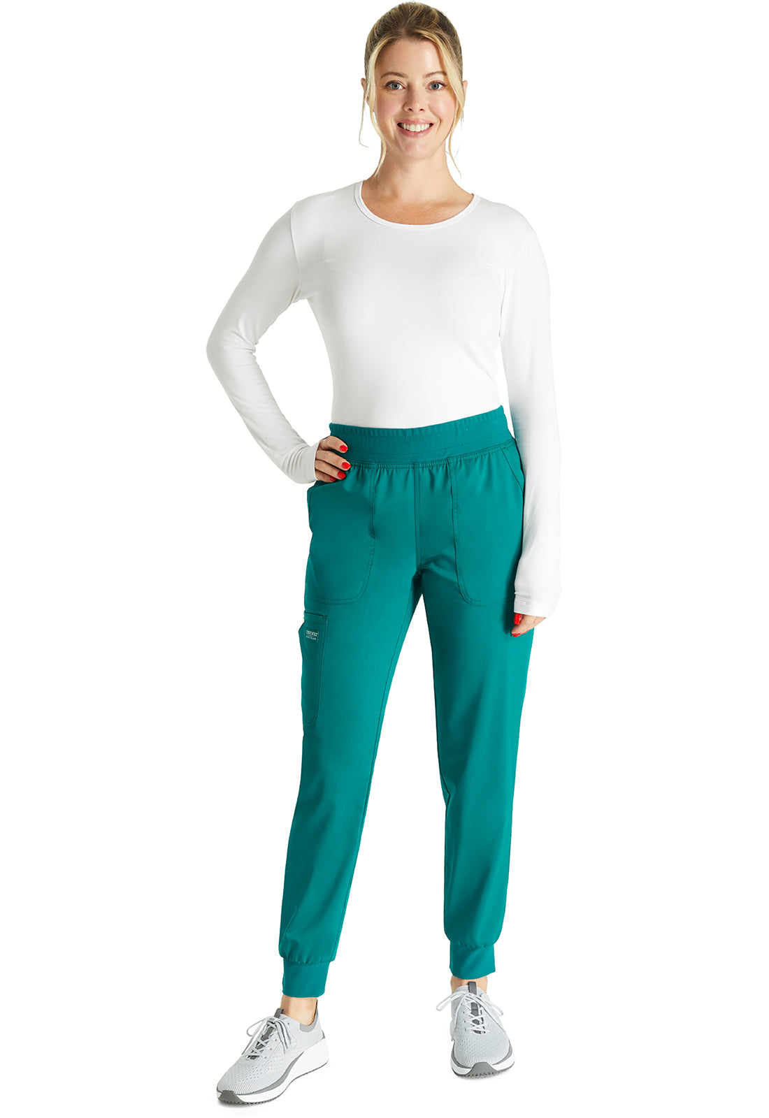 Halfhoge joggingbroek met taps toelopende pijpen en gebreide tailleband WWE115