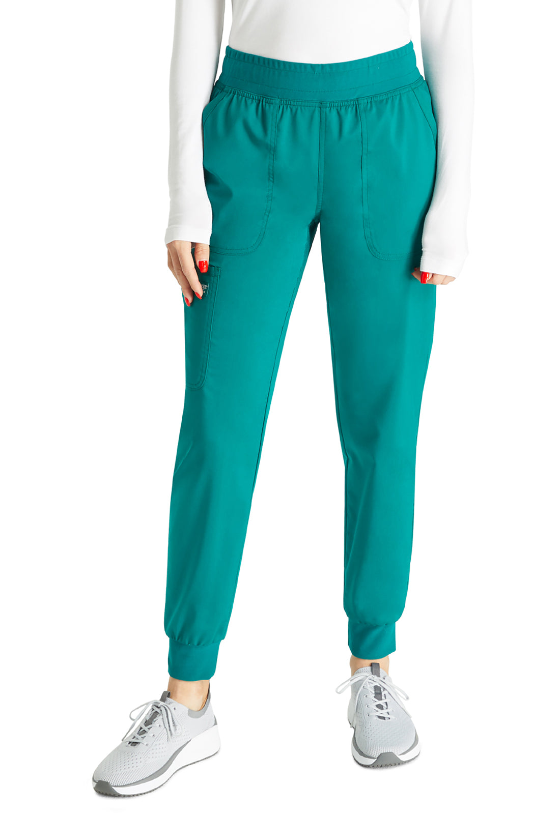 Halfhoge joggingbroek met taps toelopende pijpen en gebreide tailleband WWE115