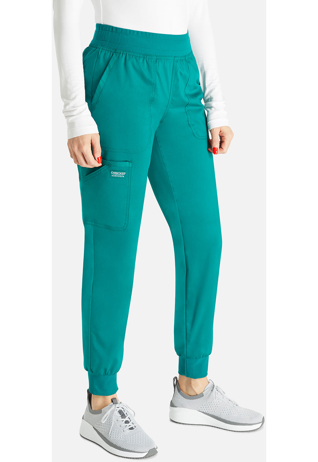 Halfhoge joggingbroek met taps toelopende pijpen en gebreide tailleband WWE115