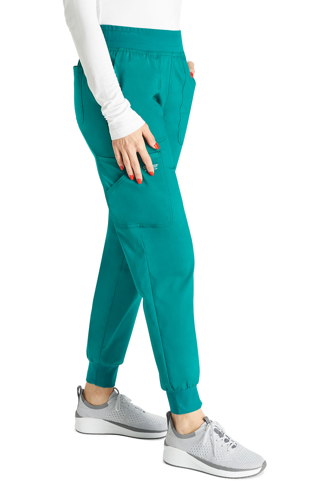 Halfhoge joggingbroek met taps toelopende pijpen en gebreide tailleband WWE115