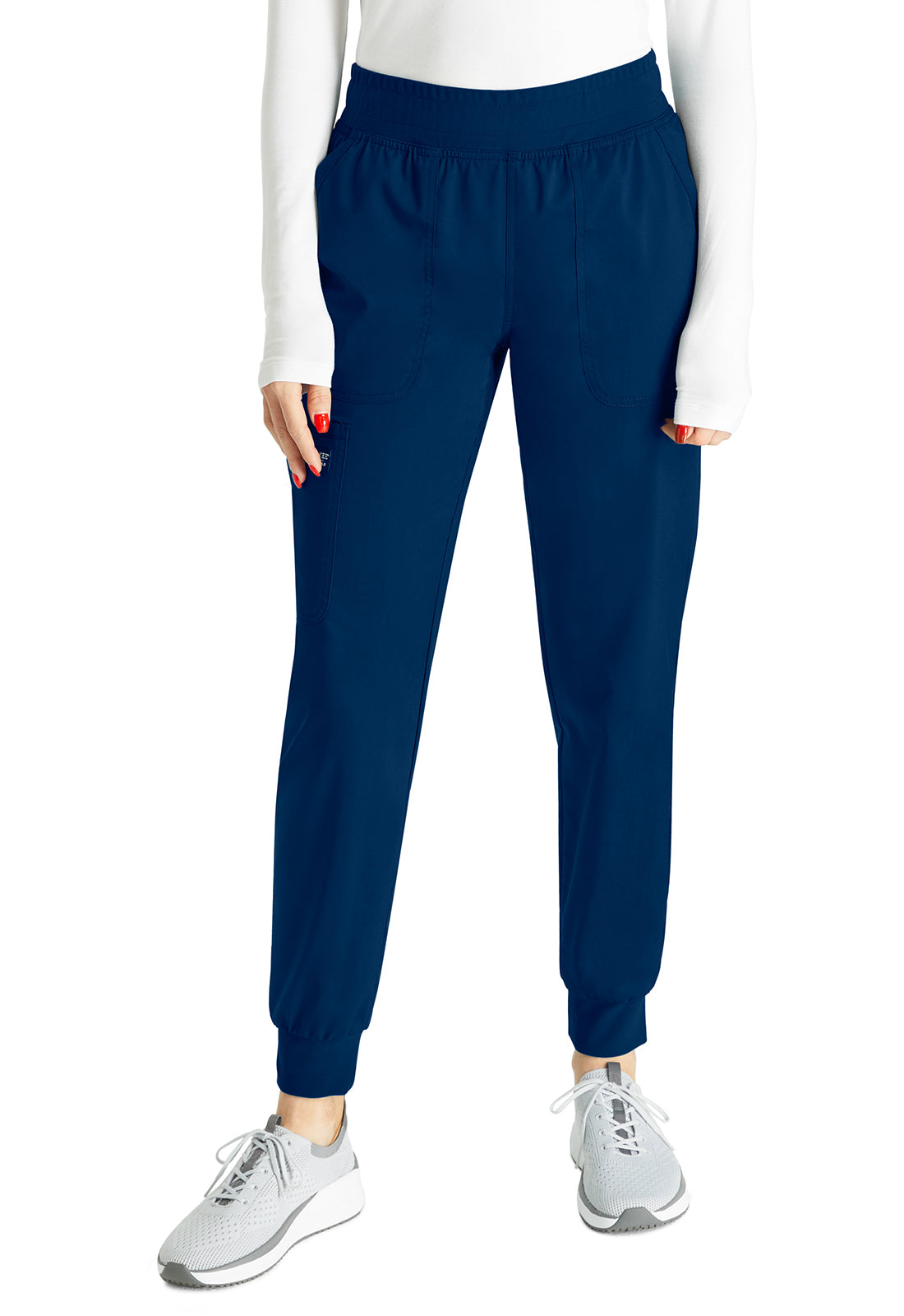 Halfhoge joggingbroek met taps toelopende pijpen en gebreide tailleband WWE115