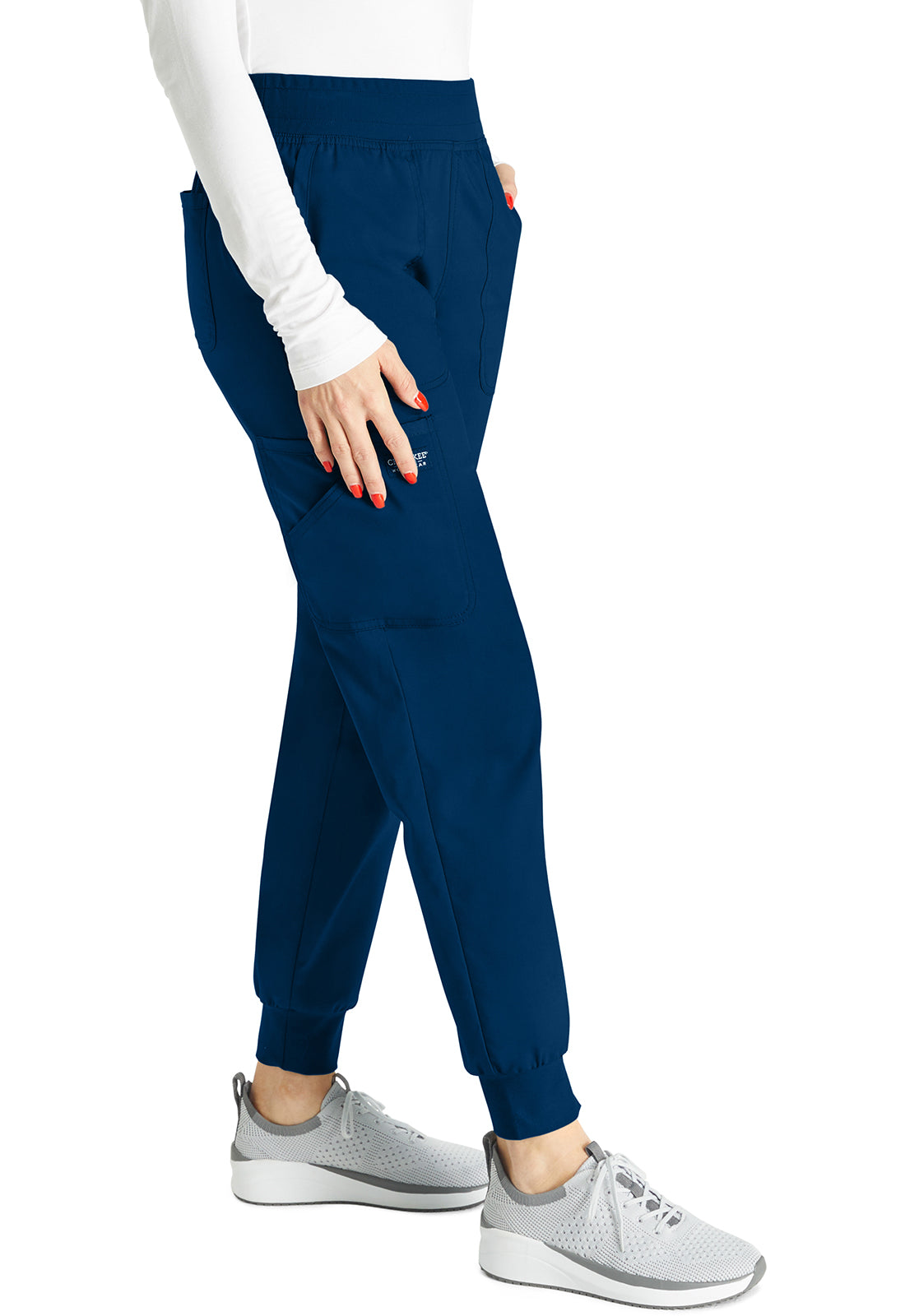 Halfhoge joggingbroek met taps toelopende pijpen en gebreide tailleband WWE115