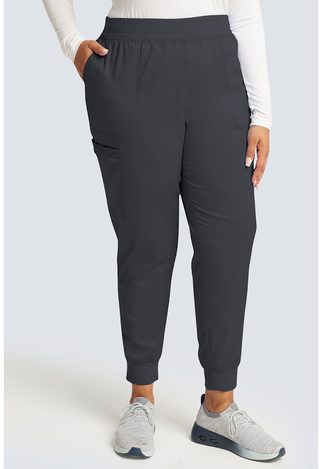 Halfhoge joggingbroek met taps toelopende pijpen en gebreide tailleband WWE115