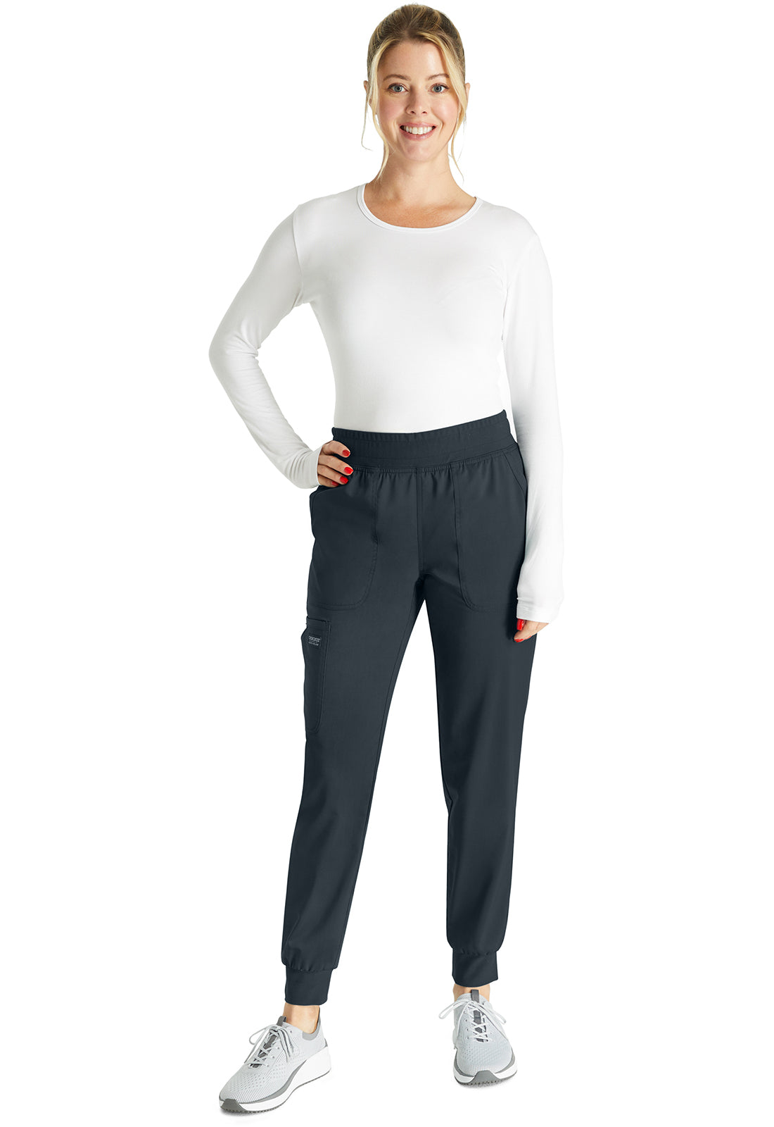 Halfhoge joggingbroek met taps toelopende pijpen en gebreide tailleband WWE115