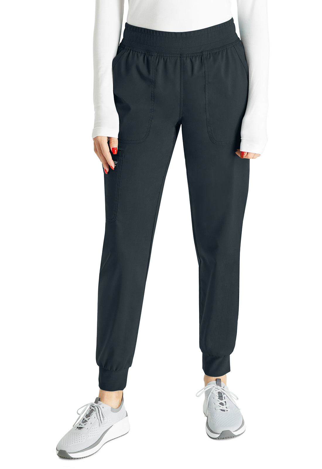 Halfhoge joggingbroek met taps toelopende pijpen en gebreide tailleband WWE115